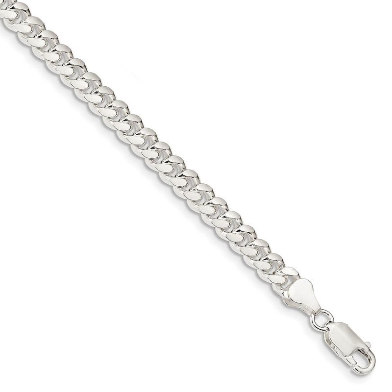 6mm Sterling Silver Solid D/C Domed Curb Chain Bracelet, 8 Inch